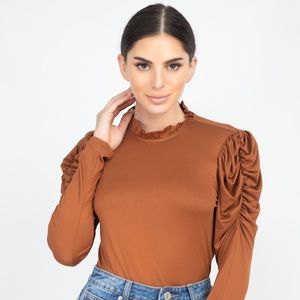 Keyhole Puff Sleeve Blouse: Small-Large
